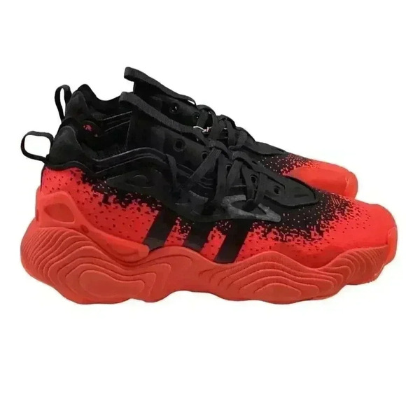 Adidas Basketball Shoes Black Red Mens Size 8 Trae Young 3 Sneakers NEW - Picture 3 of 9